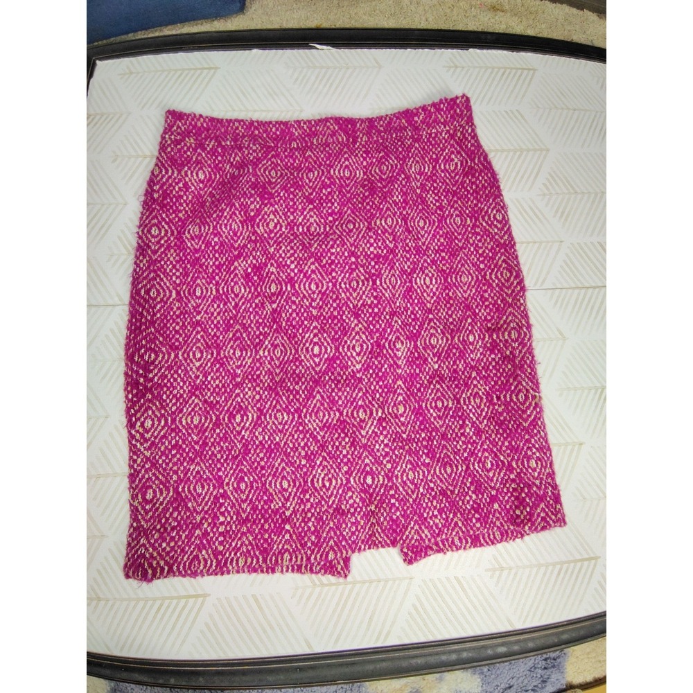 J.Crew No 2 Pencil Skirt Pink Diamond Tweed‎ Geometric Knit Size 12 Professional